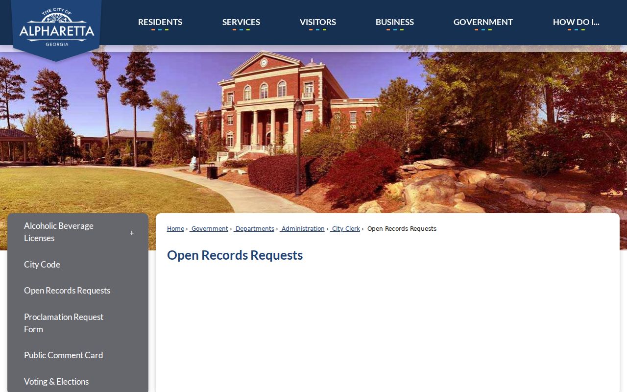 Alpharetta people search city open records page