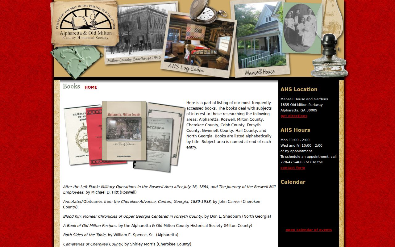 Historic Alpharetta people directories held by the Old Milton County Historical Society