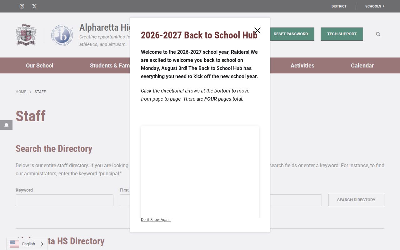 Alpharetta people directories for Alpharetta High School staff