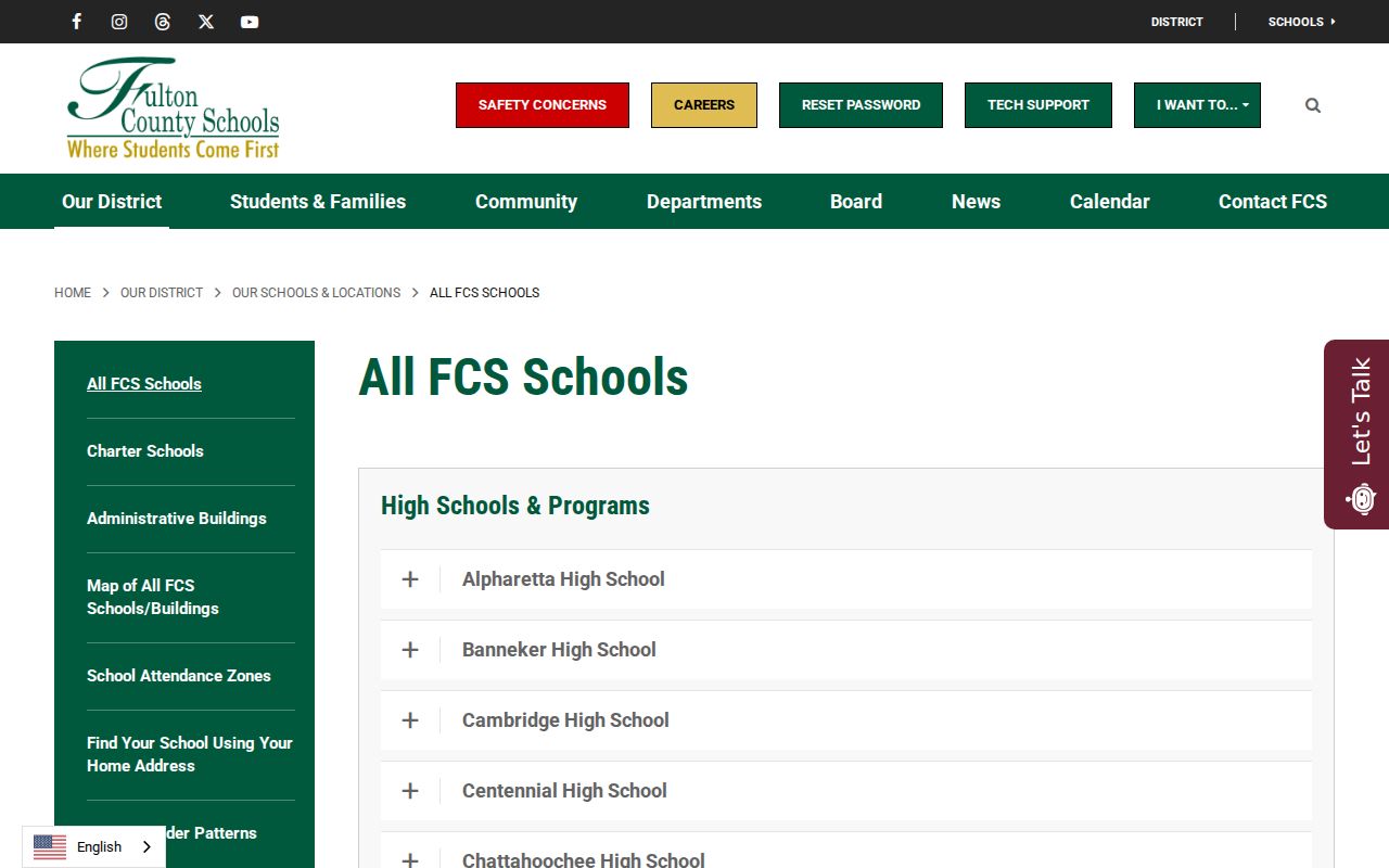 Alpharetta people directories in the Fulton County Schools campus list