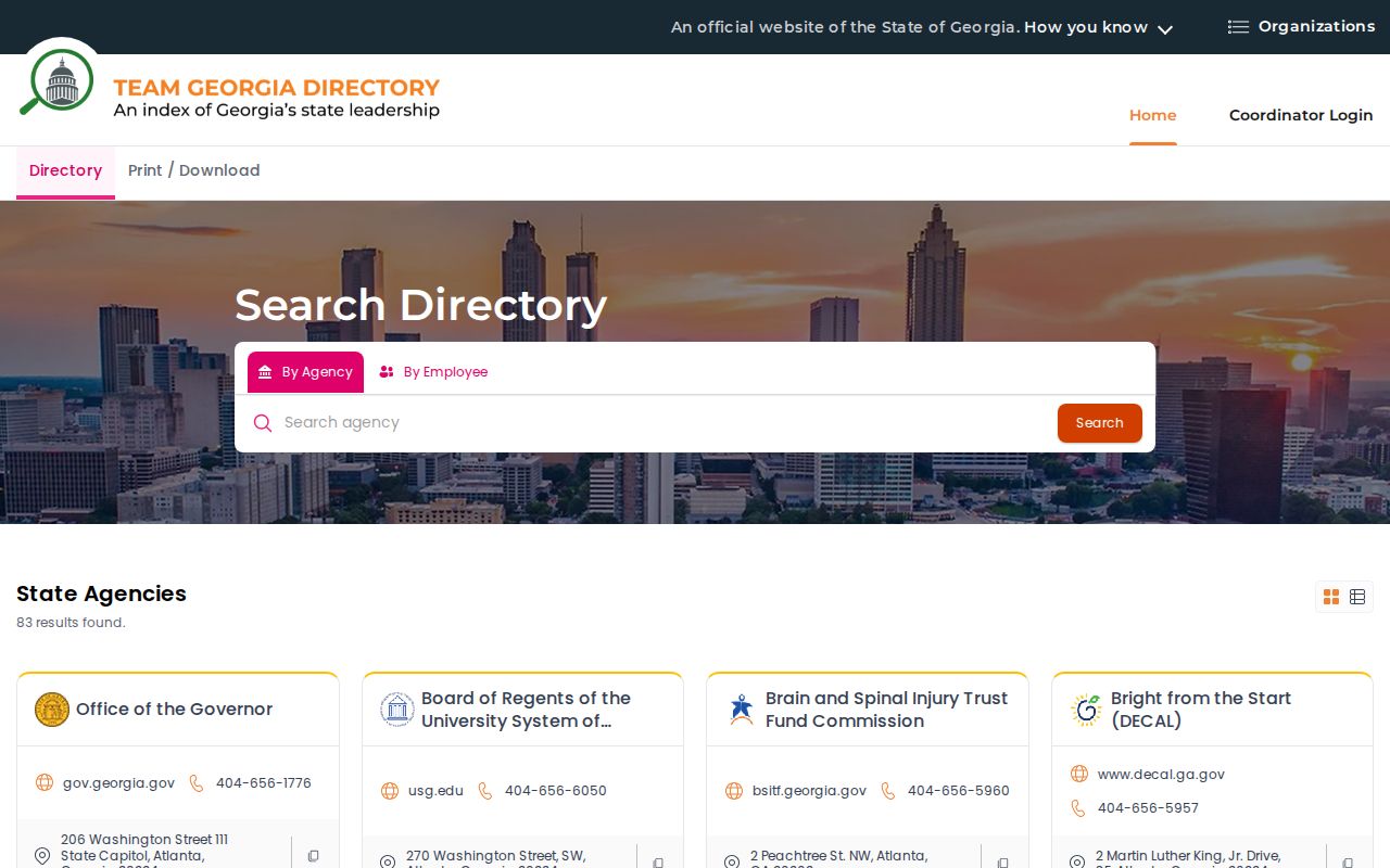 Alpharetta people directories through the Team Georgia agency directory