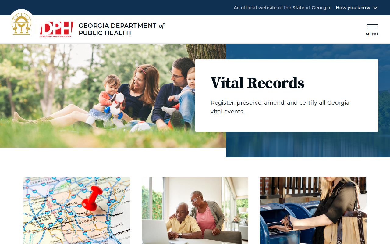 Alpharetta public records information on the Georgia Vital Records portal